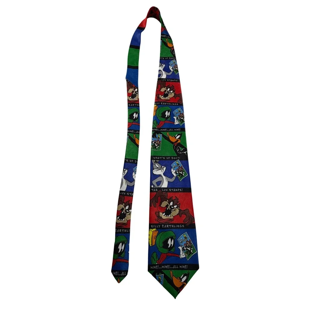 1997 Looney Tunes USPS Stamp Collection Tie Bugs Bunny Taz Marvin Duck REAR PULL